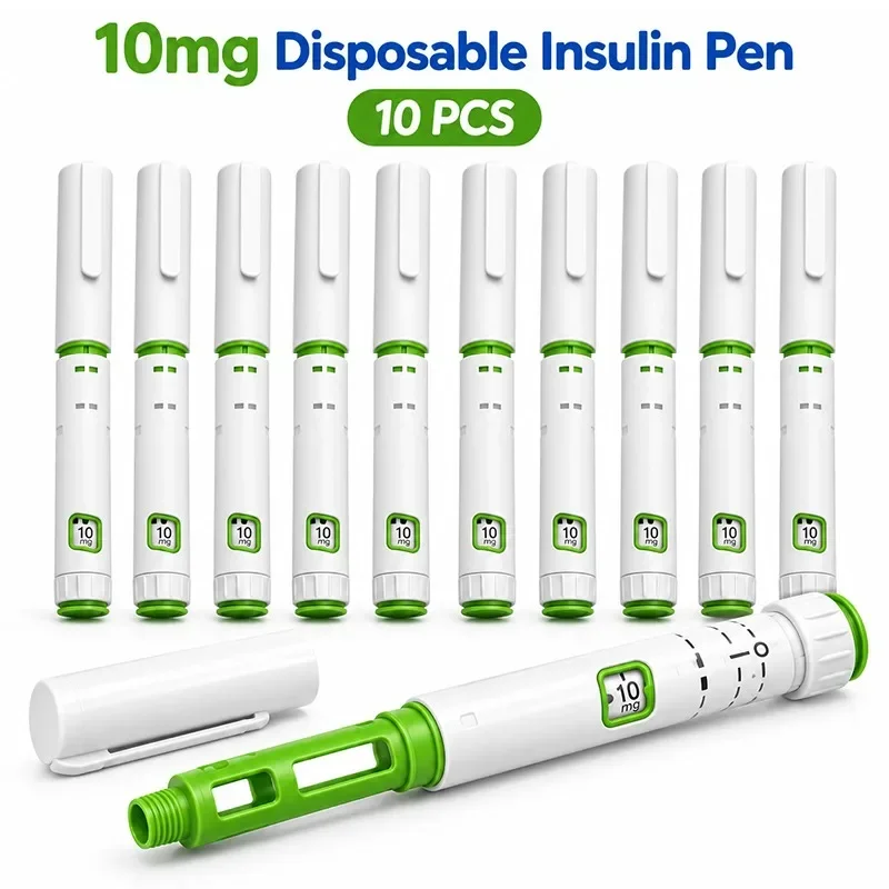 10PCS 10mg Insulin Injection Pen Disposable Adjustable Pen Injector Accurate Scale Dose Control Portable Home Injection Tools