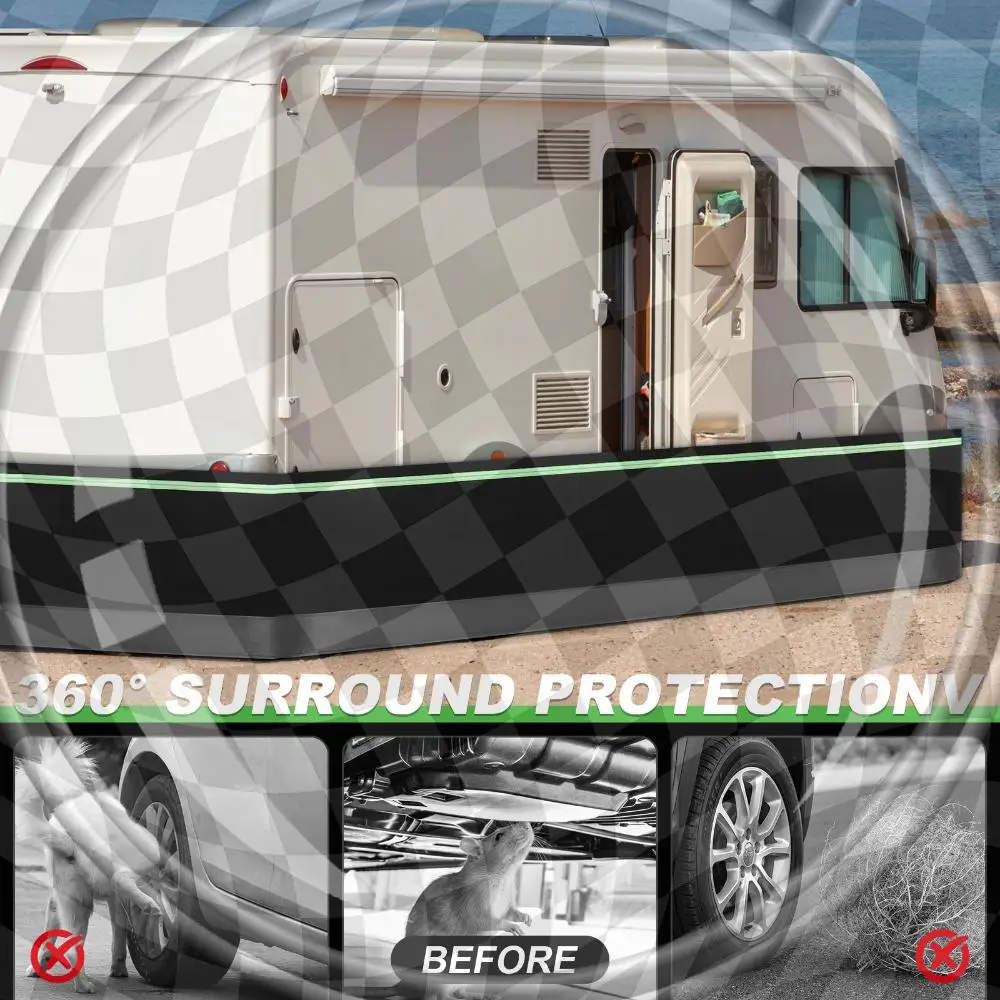 Insulated Camper Skirt with Tightly Metal Plates Underpinning Cover Easy Installation Waterproof for Travel Trailer Motorhome