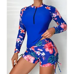 New Long Sleeves Swimwear Sports Surfing Female Swimsuits Tankini Set Beachwear Two-Piece Bathing Suits Pool Women Swimming Suit