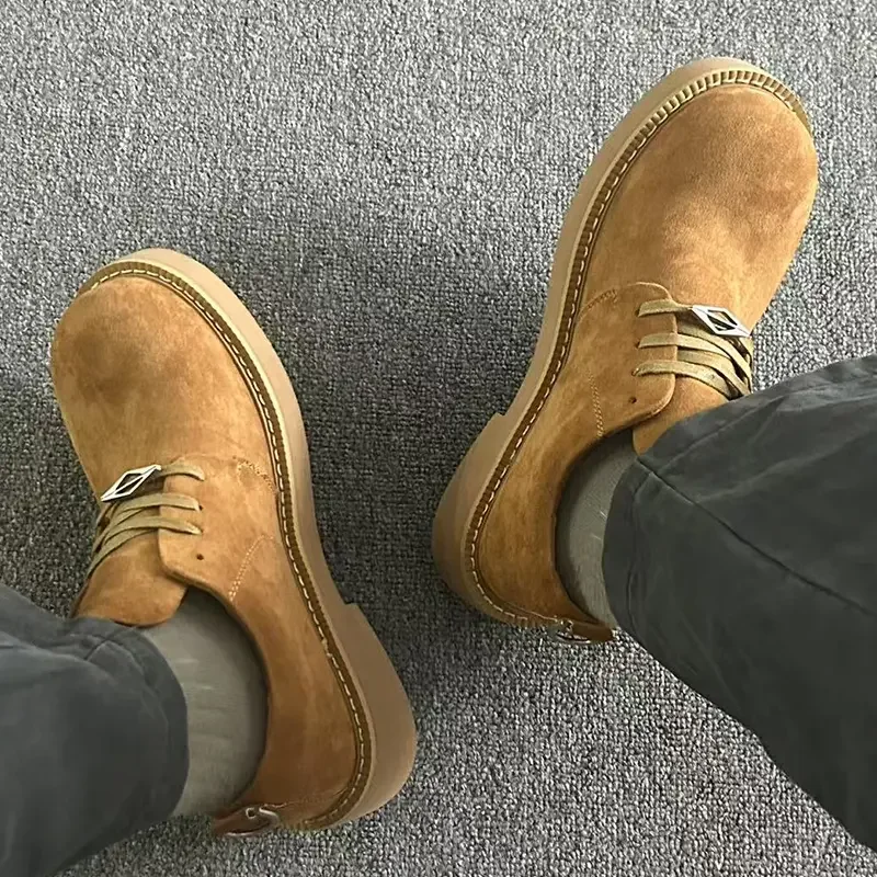 

Retro Men's Casual Leather Shoes Non-slip Outdoor Comfortable Sneakers Autumn Suede Men Trendy Shoes Designer Walking Shoes Man