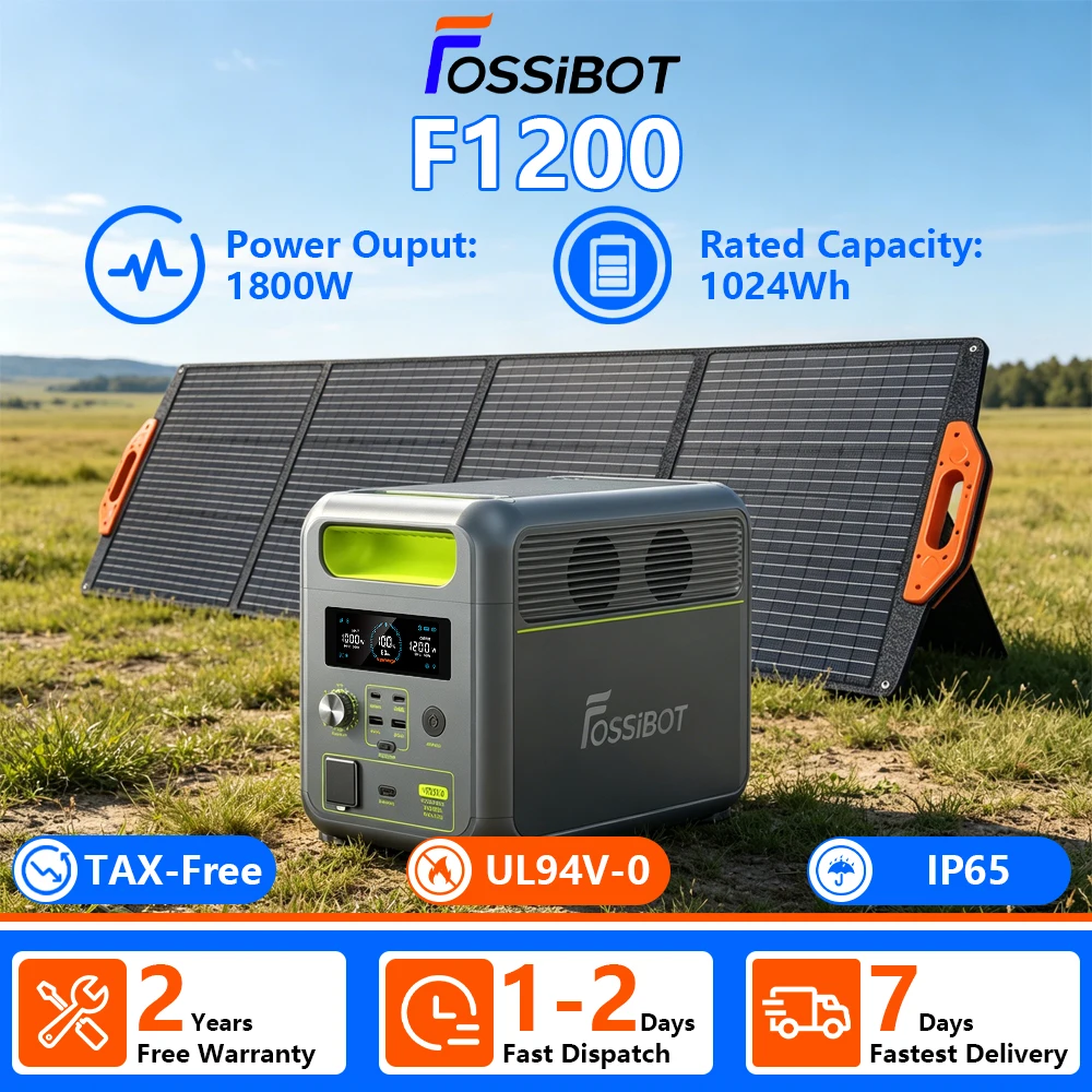 [Expédié depuis l'Europe] Station d'alimentation portable FOSSIBOT F1200, capacité 1024Wh, batterie LiFePO4 avec plus de 4000 cycles, puissance nominale 1200W, 7 ports de sortie, écran LCD HD