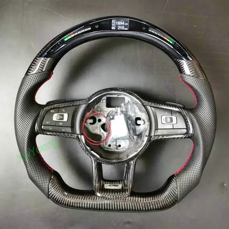 100% Real Carbon Fiber Steering Wheel For VW Volkswagen Golf 7 Rline GTI GTS GTD GTE Polo GTI Scirocco T-ROC Tiguan