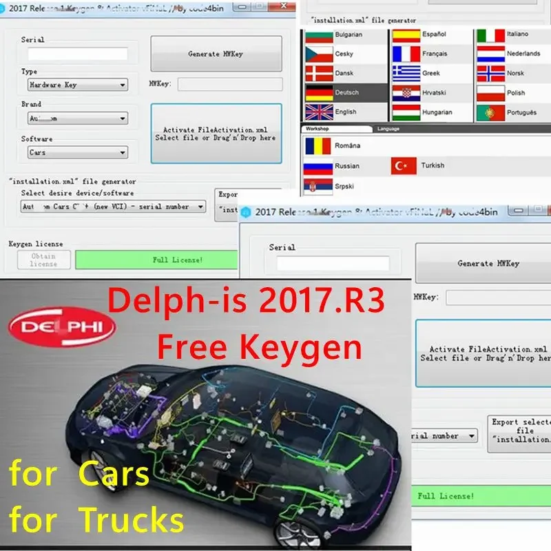 2024 Hot Sale for De-lphis 2017 R3 with Keygen  for Delphis Diagnostic Bluetooth VCI vd obd2 Scanner For Cars and Trucks