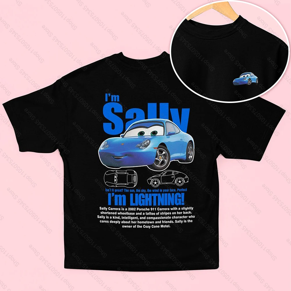 صيف جديد البرق ماكوين وسالي مطبوعة زوجين تي شيرت سالي وماكوين عادية لطيف المرأة تي شيرت عادية المحملة القمم