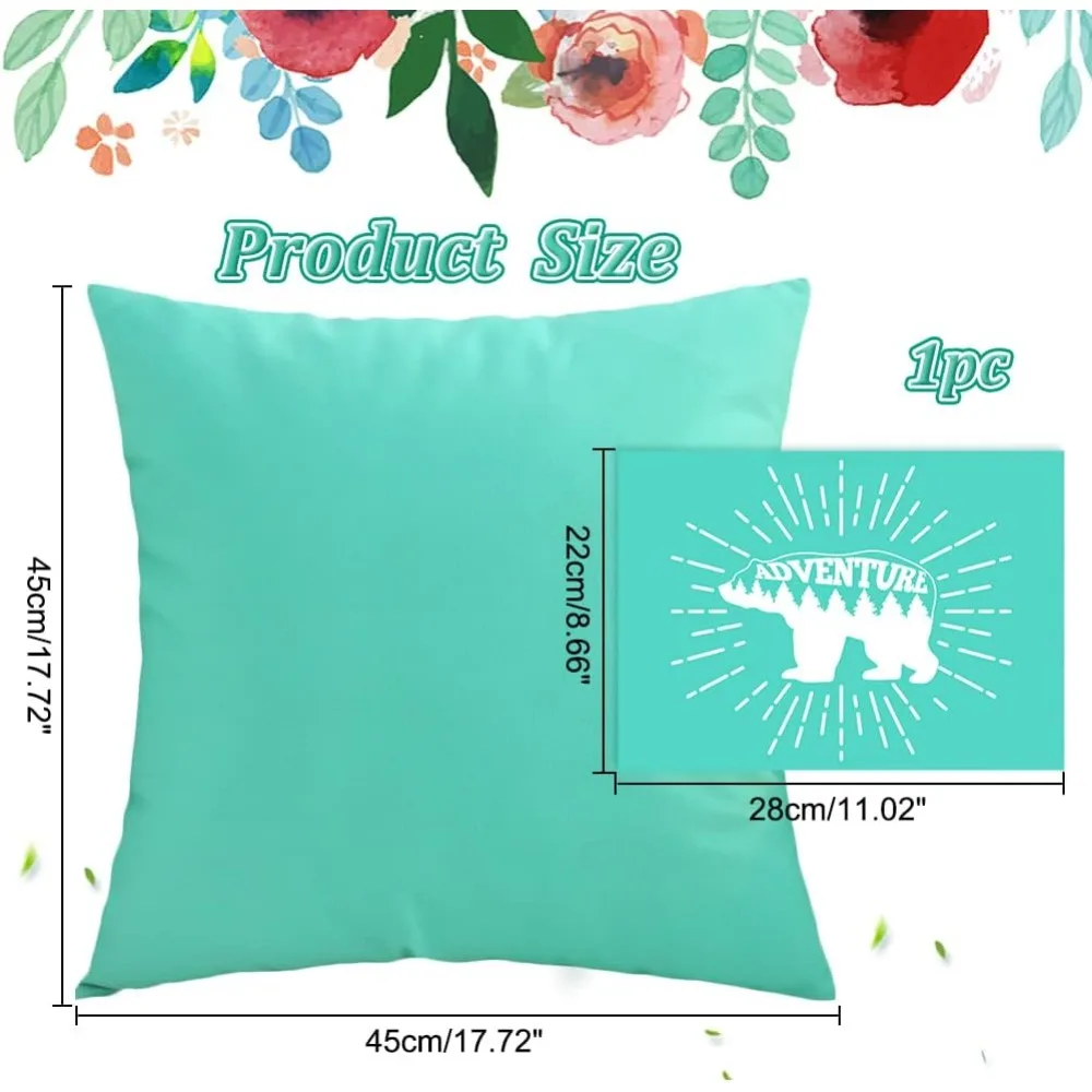Self-Adhesive Silk Screen Printing Stencil for Painting on Wood DIY Decoration T-Shirt Fabric Adventure Sky Blue 19.5x14cm