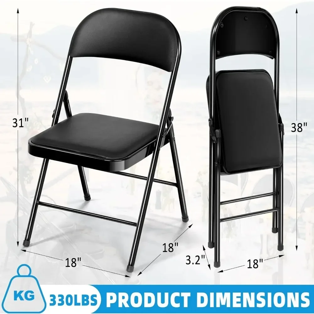 4-piece Set of Soft Cushioned Folding Chairs for Indoor and Outdoor Activities, Family Restaurants, Etc 18