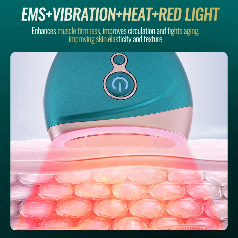 เครื่องนวดหน้า EMS ไฟฟ้า กัวซา บำบัดด้วยแสงสีฟ้าและสีแดง เครื่องยกกระชับใบหน้า นวดหน้า ยกกระชับผิวหน้า ลดเลือนริ้วรอย อุปกรณ์เสริมความงาม