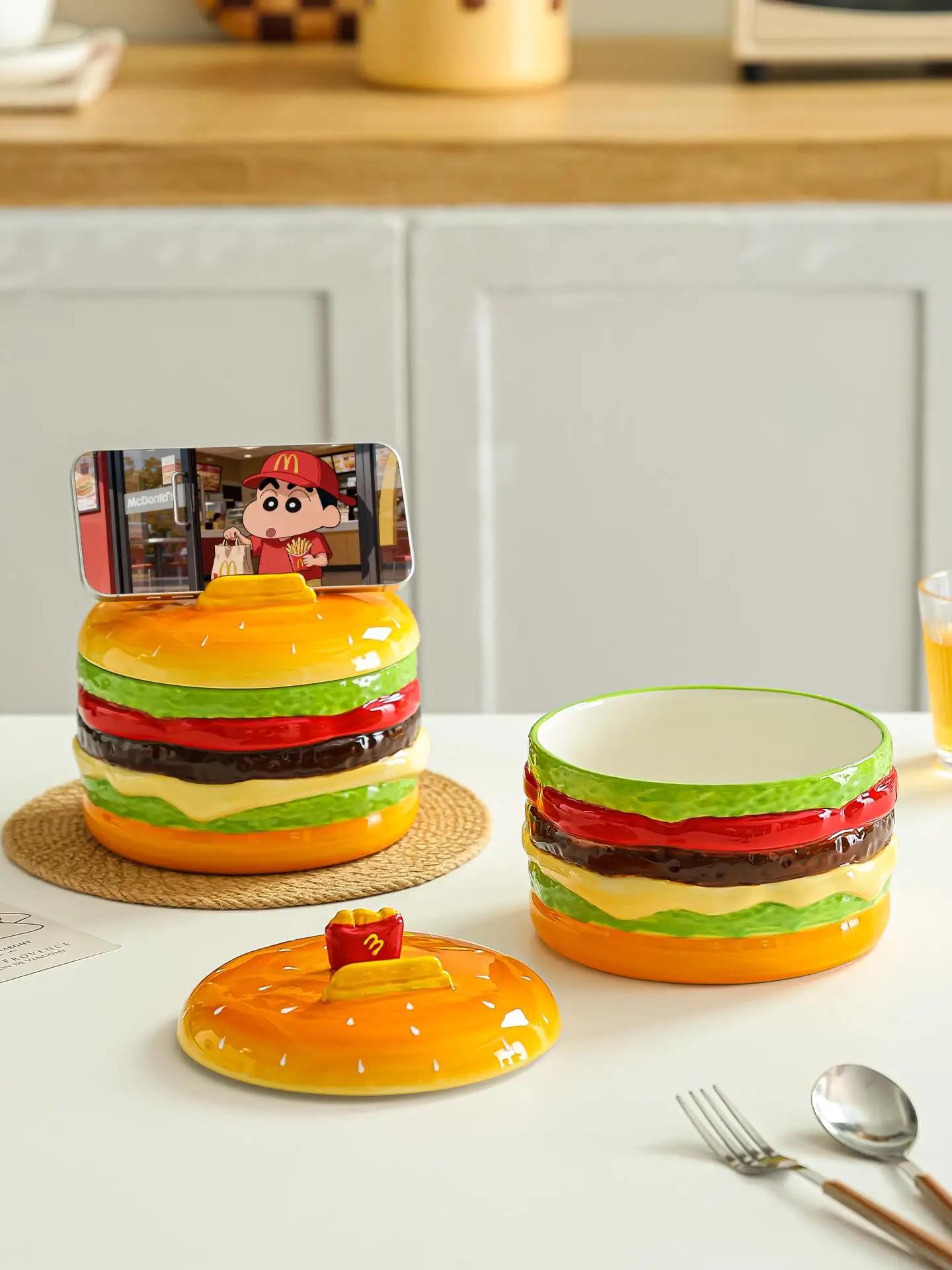 

Миска для лапши Ele Cerc с крышкой: креативный подарок для индивидуальных обедов, высокая эстетическая ценность, премиальная посуда для супов и бургеров