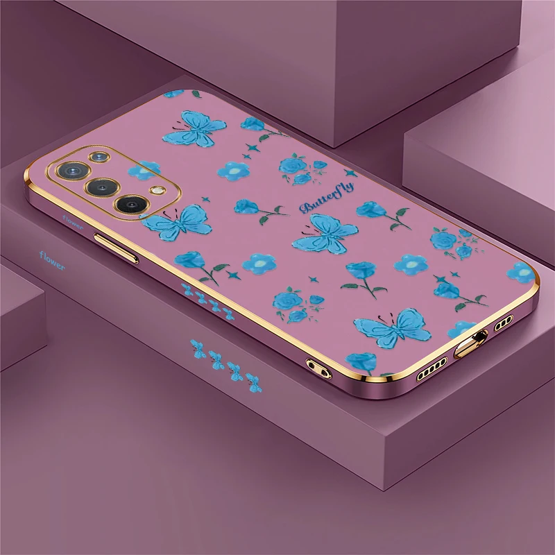 Мягкий чехол из ТПУ для телефона OPPO A60 A59, силиконовый противоударный чехол для OPPO A58 4G 5G A57 с цветочным принтом и бабочками