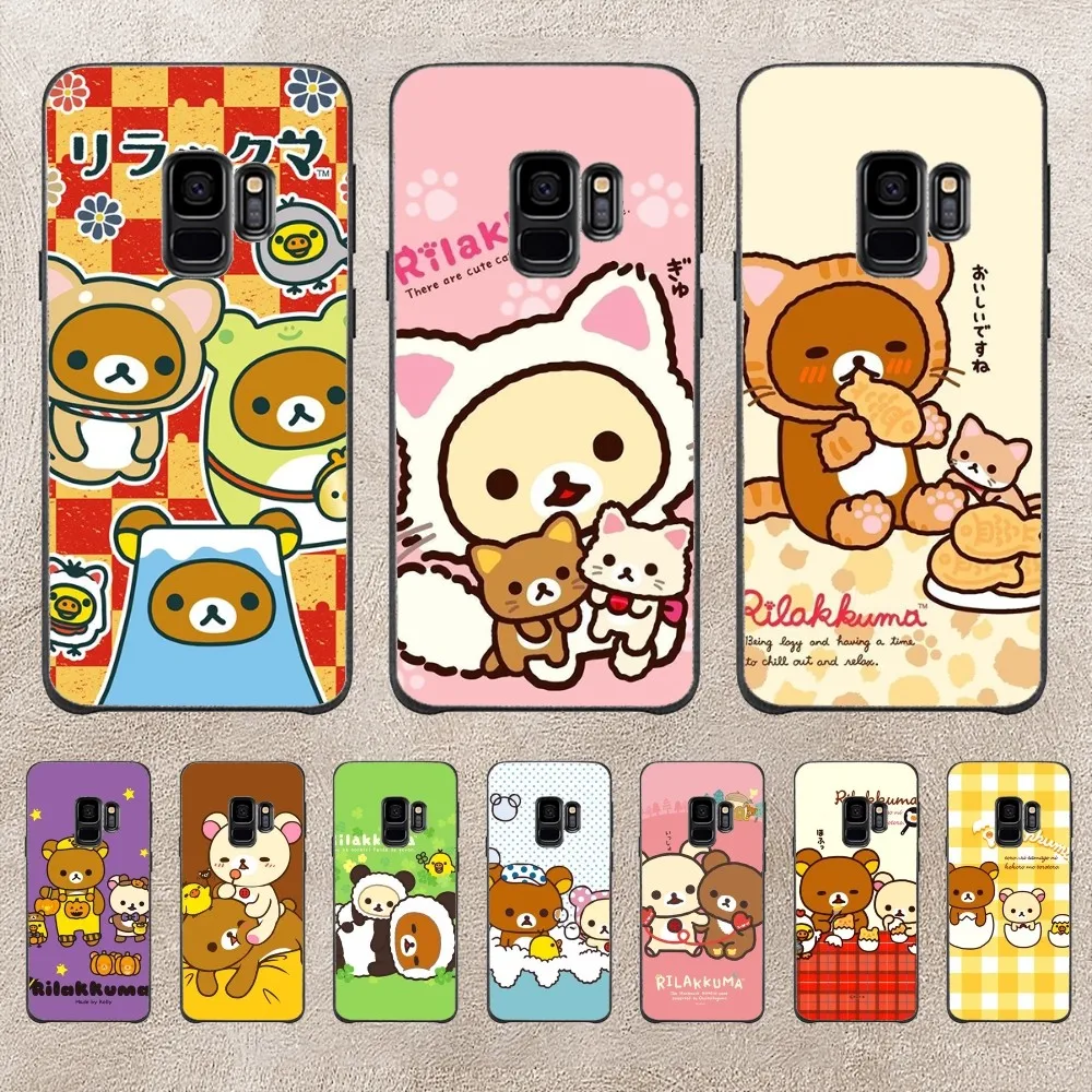 Cute R-Rilakkuma Phone Case For Samsung Galaxy A52 A12 A51 S21 Edge S22ULTRA S23 S20LITE Plus Ultra Black Cover