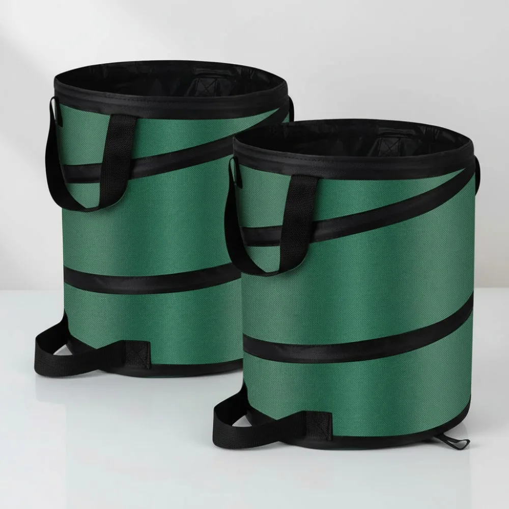 

Collapsible Pop Up Trash Can, 14x16 Inch Waterproof Outdoor Recycling Bin, Portable Camping Yard Waste Bag (2 Pack)