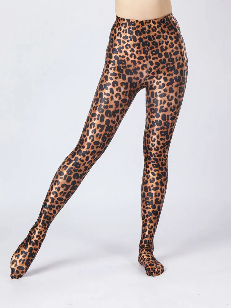 Leopard Satin Shiny Leggings Women's Gym Pencil Pants High Elastic Shaper Wear Sexy Tights Lift  Butt Waist Pants Woman Clothing