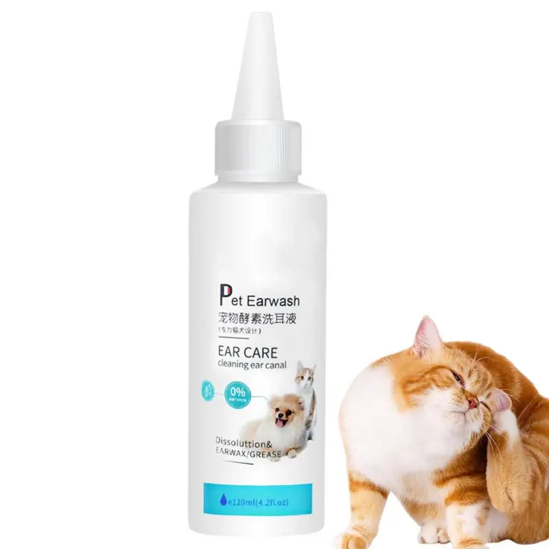 120ml Dogs Ear Drops Puppy Ear Wax Debris Solution Double Action Ear Cleaning Solution For Dogs Kitten Puppy Pets Cats