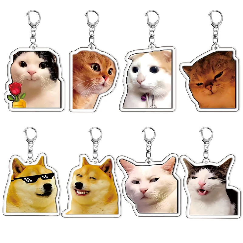 LLavero de la serie Funny Cat Memes, bolsa de regalo para estudiantes, cordón, bolso de mujer, llavero colgante, cosas lindas, regalo barato para mejores amigos