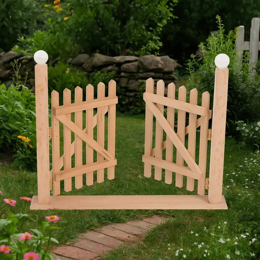 

1:12 Scale Dollhouse Fence Door Decoration Toy Simulation Dolls House Garden Furniture Wooden DIY Garden Gate Miniature