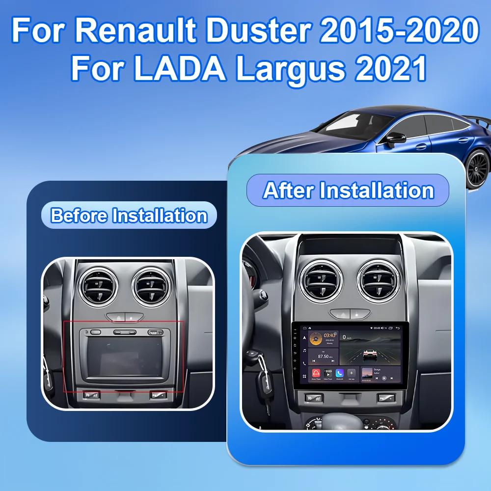 Car For Renault Duster 2015-2020 For LADA Largus 2021 Carplay Android Auto Radio Stereo Navigazione Multimedia Player 4G+Wifi BT