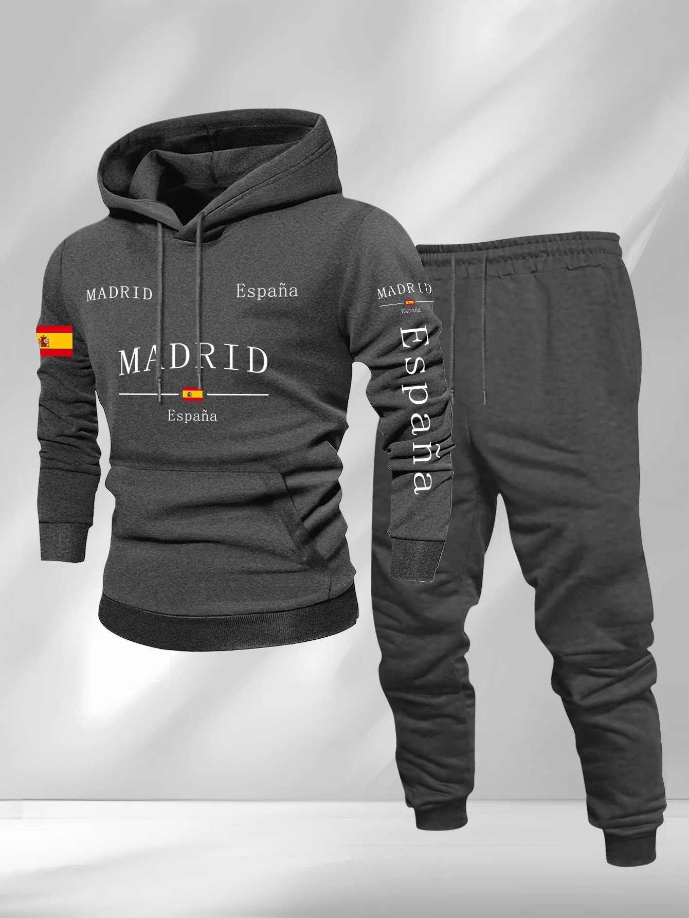 O novo conjunto de moletom masculino primavera e outono 2025 é uma roupa masculina de rua casual e elegante ao ar livre com estampas de letras