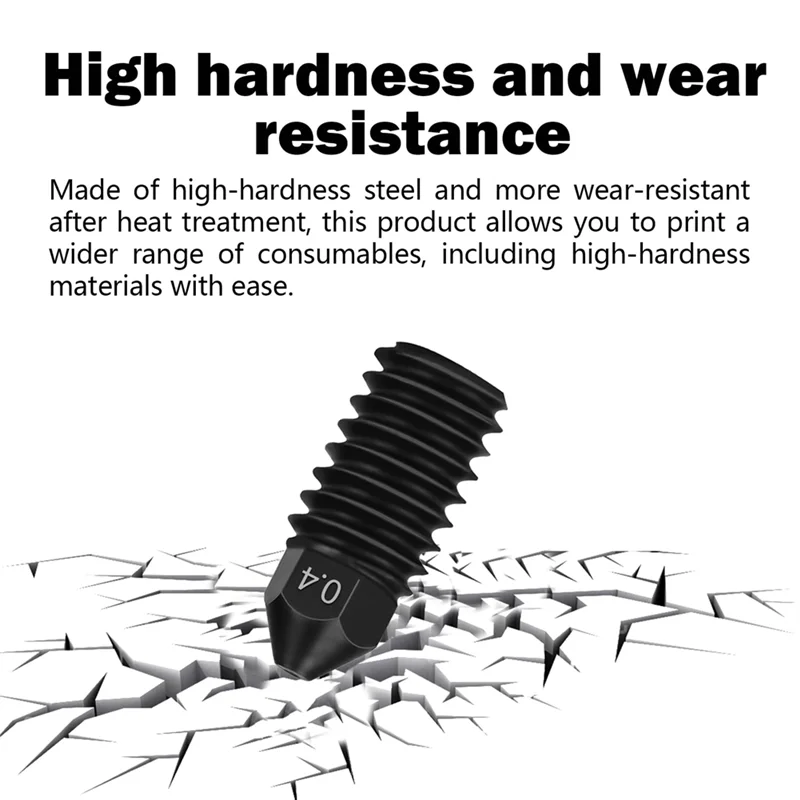 

A1/A1 Mini Hardened Steel Nozzles 0.2/0.4/0.6/0.8MM High Flow Wear Resistant Nozzle With Silicone Cover Sock Wrench Tool