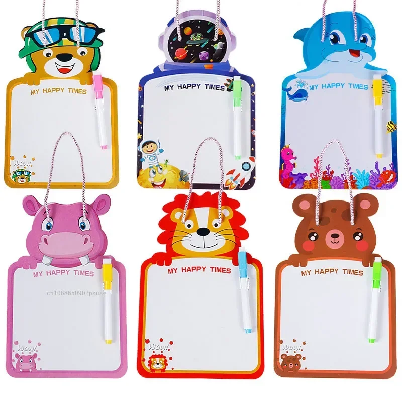 Cartoon Erasable Drawing Board Double-sided Writing Graffiti Drawing Board Cute Animal Shapes Writing Pad Toys 1pcs