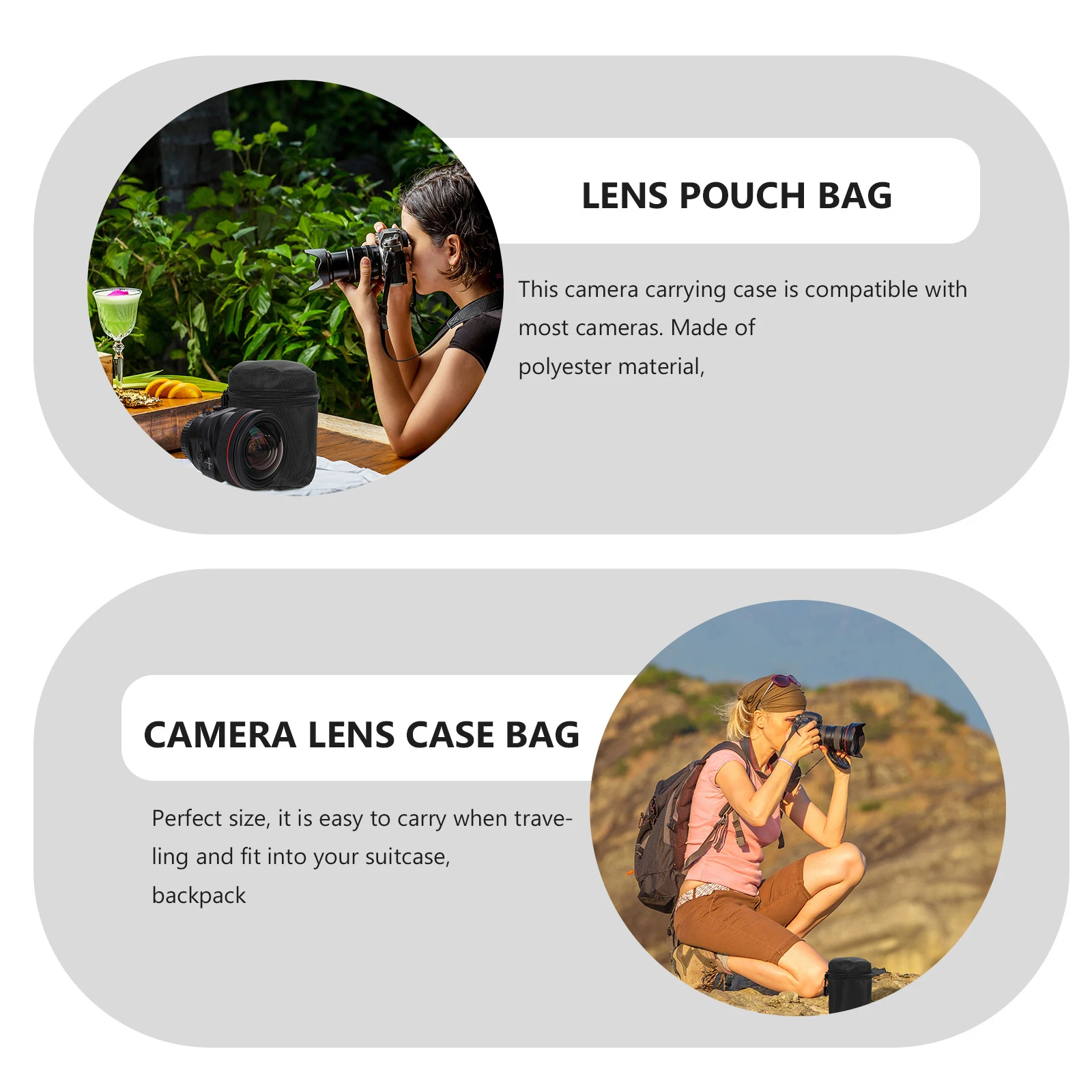

Lens Bag Protective Case Small Pouch Waterproof Nylon Camera Lens Accessories Zipper Barrel Dustproof Scratch Resistant Premium
