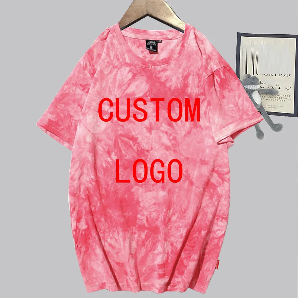 Men Women Custom Tie Dye Shirt O-Neck Short Sleeve Casual Summer Tops