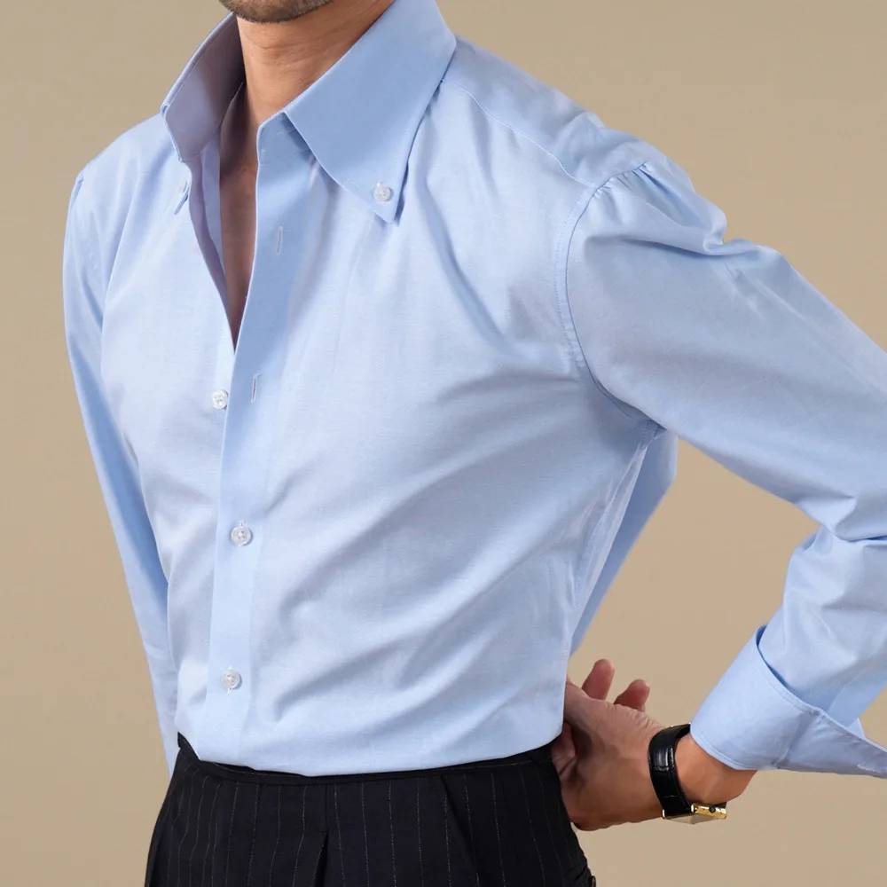 Breathable Soft Cotton Men Long-sleeved Shirt With A Pointed Collar Suitable For Business Casual Office Wear Formal Shirt Men