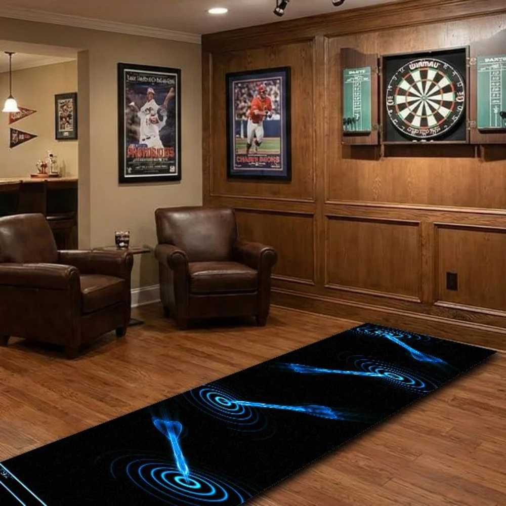 

VIKAMA Blue Neon Style Dart Mat Throw Line Carpet Non-Slip Wear-Resistant Soft and Hard Dart Indoor Training Mat Home Decoration
