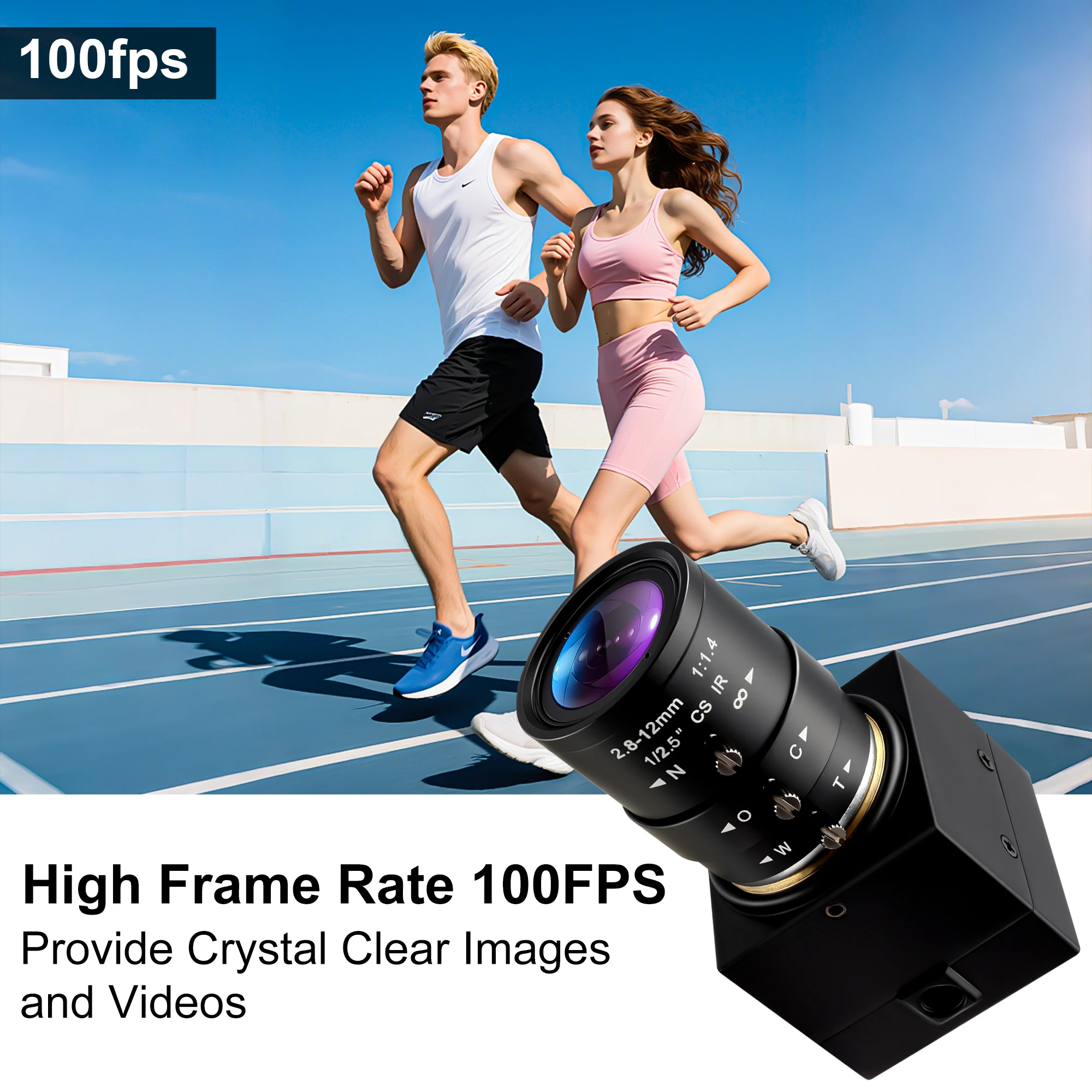 ELP 100fps USB Webcam 2MP 1080P, 2.8-12mm Varifocal Lens, Plug and Play, OpenCV-Compatible for Video Conference, Linux, Windows