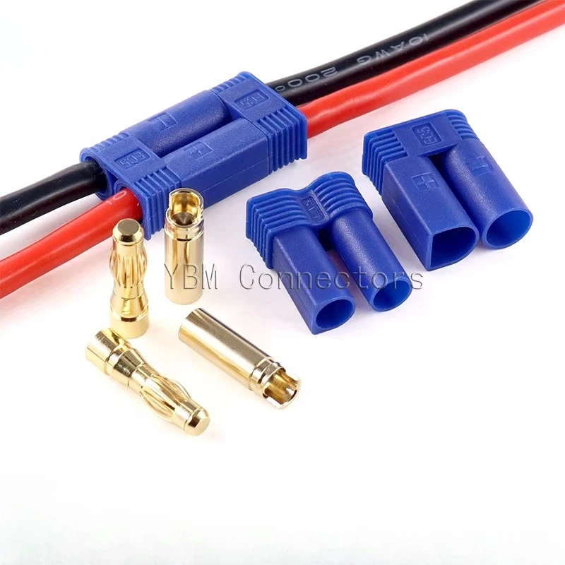 EC5 drone plug with cable motor battery pack high-current connector charging port, copper plated gold male and female connectors