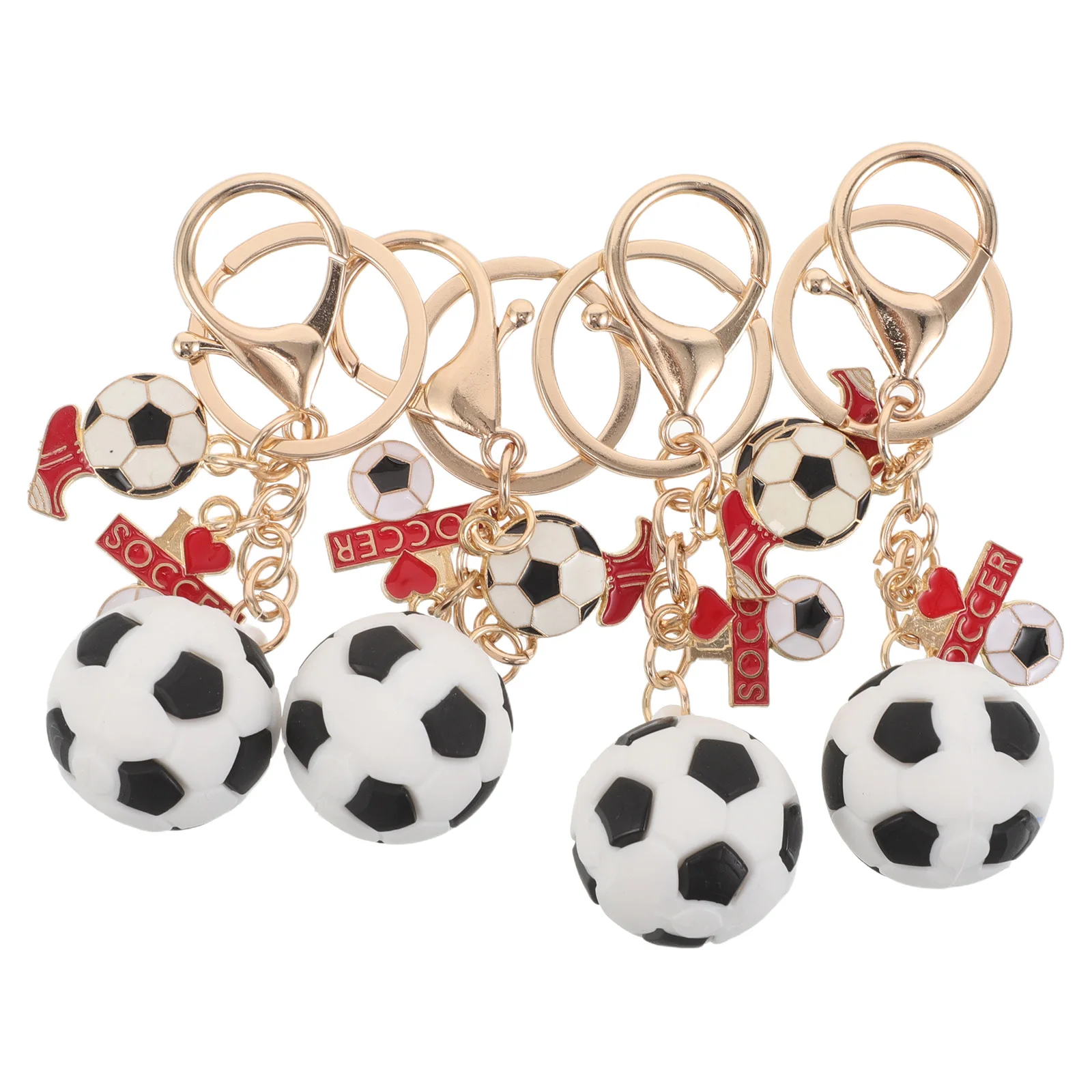 

4pcs Soccer Ball Keychains Mini Football Key Chain Sports Ball Key Ring Party Favors Team Souvenir Sport Rewards Event Giveaways