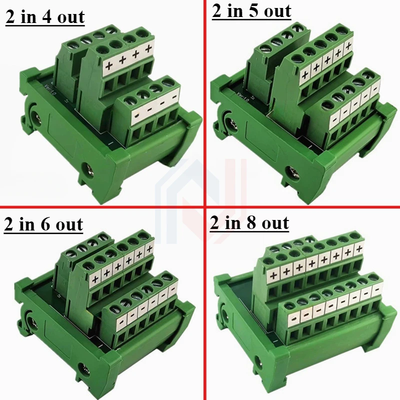 1Pcs/lot DIN Type Screw Terminal Block Multi-In/Out PCB Distribution Box Parallel Power Cord Splitter Connector for Wiring