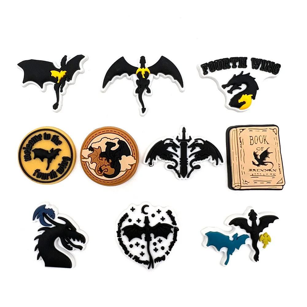 Dark Fantasy Dragon Rider Shoe Charms Soft PVC Removable Clog Decor Fourth Wing DIY Sandal Footwear Ornaments