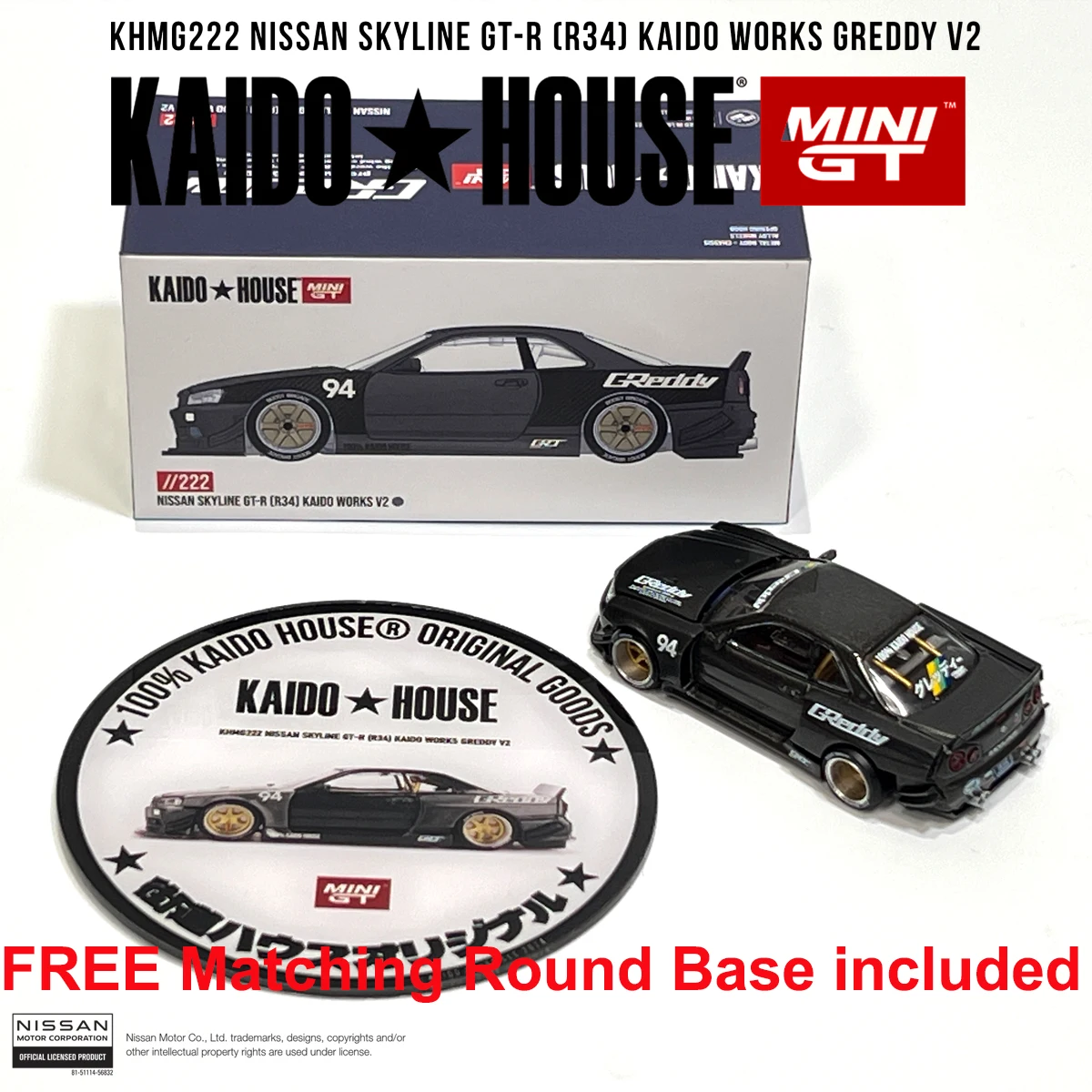 Op voorraad: Kaido House x Mini GT KHMG167, schaal 1:64, Skyline GT-R R34, Tamiya The Grasshopper V1, gegoten modelauto voor verzamelaars.