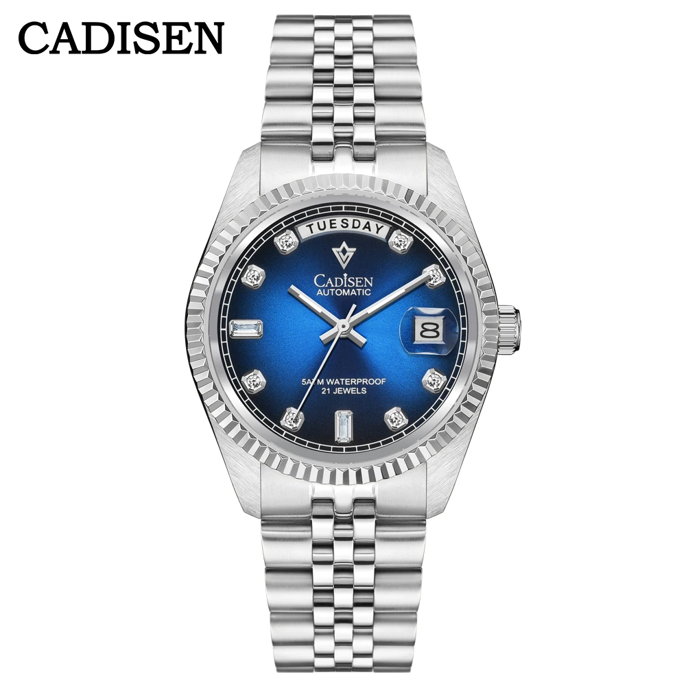 

DD38MM CADISEN Sapphire Glass Diamond Watches Men Japan MIYOTA-8285 Movt Men`s Watch Mechanical Automatic Swimming Watch Clock