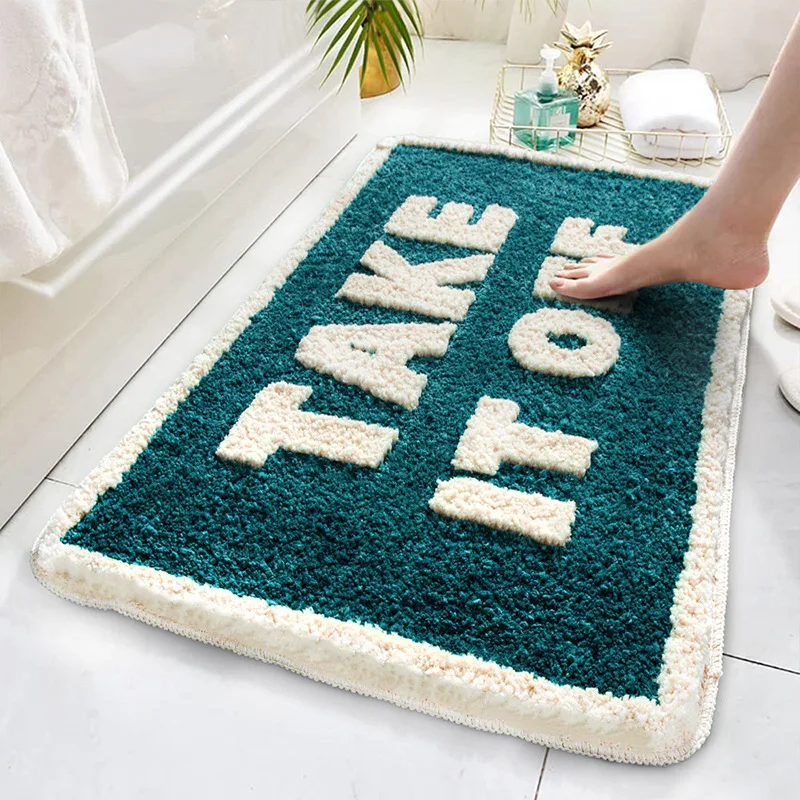 Take It Off Anti Slip Absorbent Carpet Bathroom Shower Floor Mats Fluffy Soft Entrance Door Mat Decor Home Green Thickening Rugs