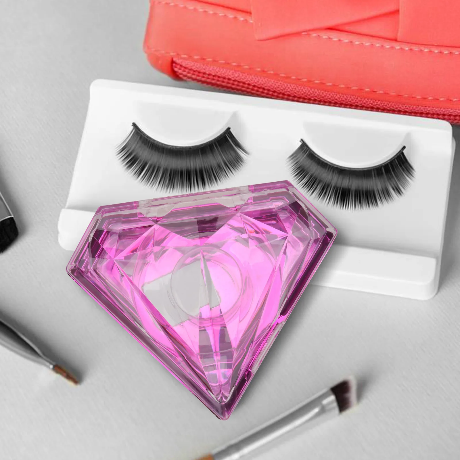 

2 Pcs Eyelash Box False Eyelash Storage Acrylic Packing Case Purple Shaped Tray lashes organizer makeup