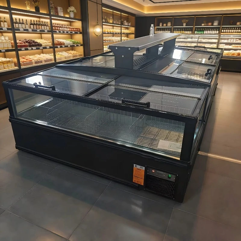 600L Supermarket Chicken Storage Display Freezer Big Window Horizontal Freezer