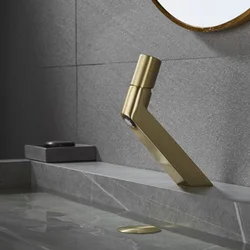 Bathroom Utensils Mixing Faucet Creative Design Brushed Gold Cold And Hot Basin Faucets One Hole Sink Metal Tap Accessories Bath