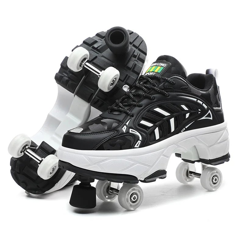 New arrival Dual purpose roller 2/4 wheels in shoes safety durable adjustable skates comfortable Roller Skating Shoes for adult