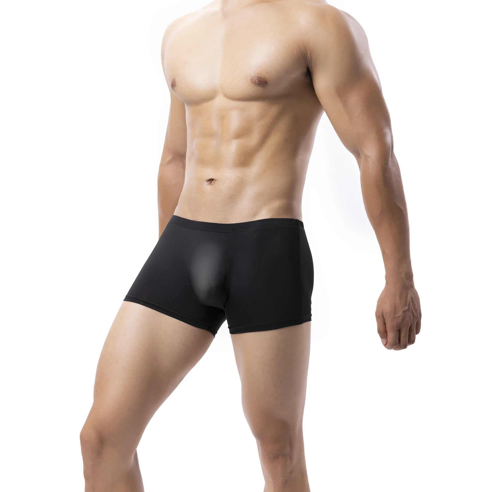 Seamless Boxers Men Penis Pouch Transparent Sexy Underwear Man Ice Silk Boxershorts Underpants Ultra-thin Shorts