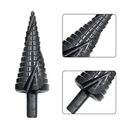 1PC High-speed Steel Nitrided Black Spiral Groove Triangular Handle Step Drill Metric 4-32mm Pagoda Drill Hole Opening Tool