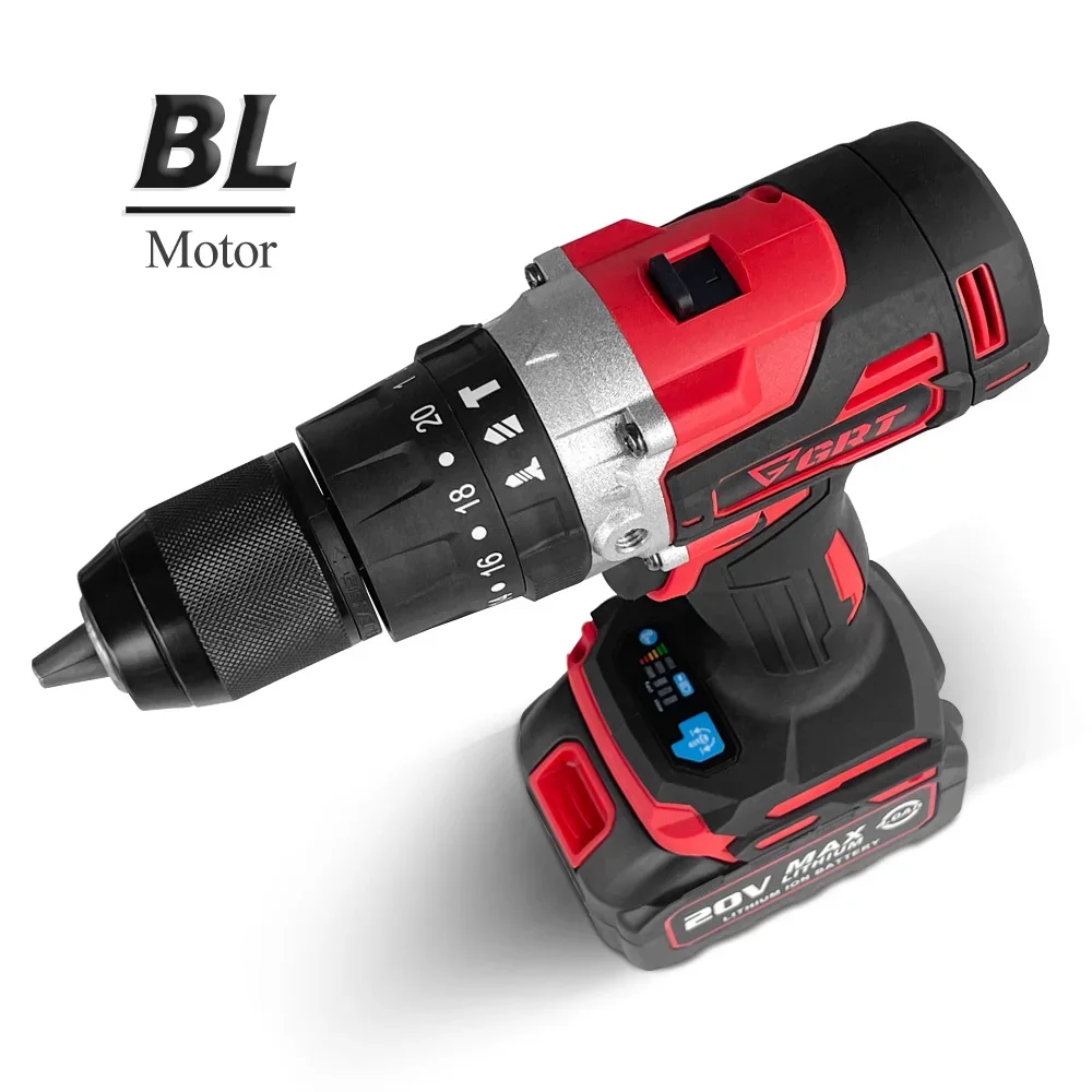 Brushless Electric 3 in 1 Impact Drill Ice Drill 20+3 Torque 1/2 Inch 20V Rechargeable Li-ion Battery Electric Screwdriver Tool