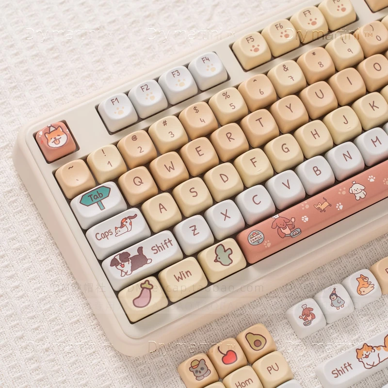 Pet Kindergarten Theme Keycaps Set PBT Sublimation MOA Profile Keycaps for Mechanical Keyboard Accessories Custom Cute Key Caps