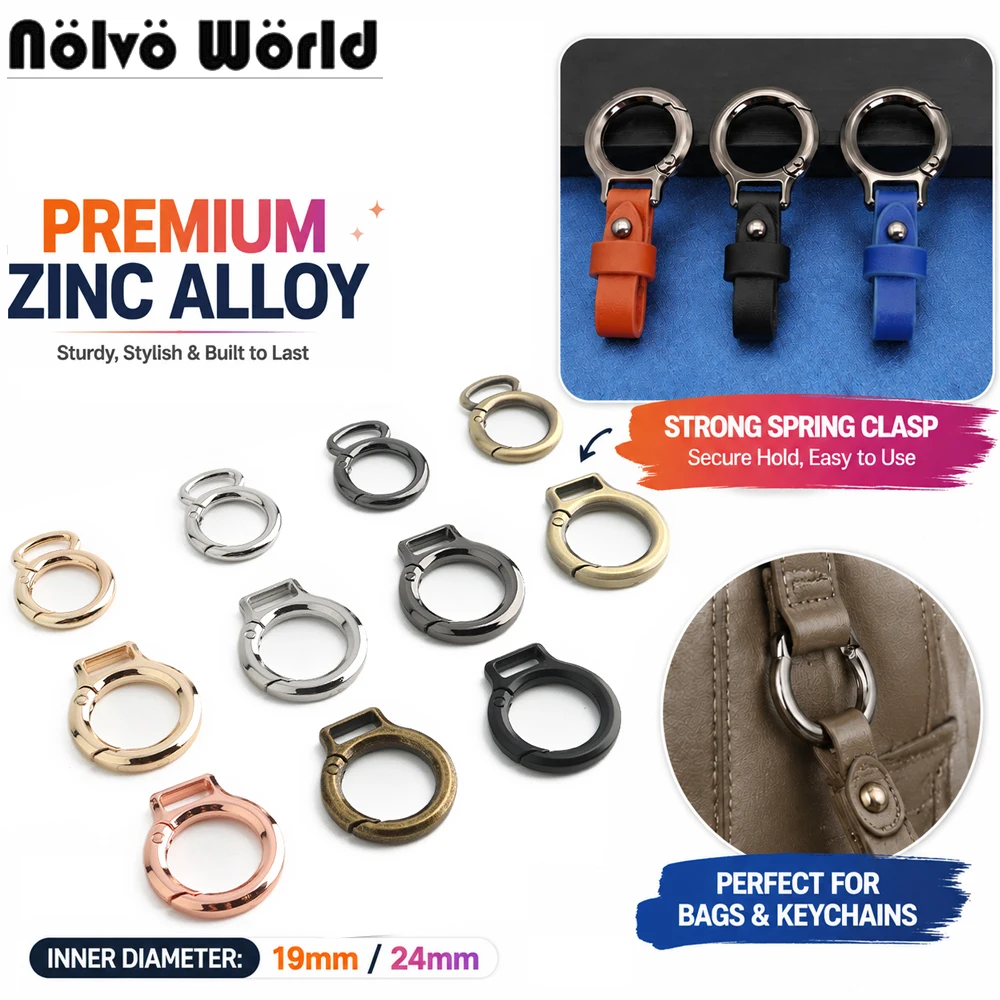 10/40/100PCS 19mm 24mm Spring Ring Hook Buckle Chain Round Ring For Bag Strap Connect Luggage Pendant Clasp Clip Accessories
