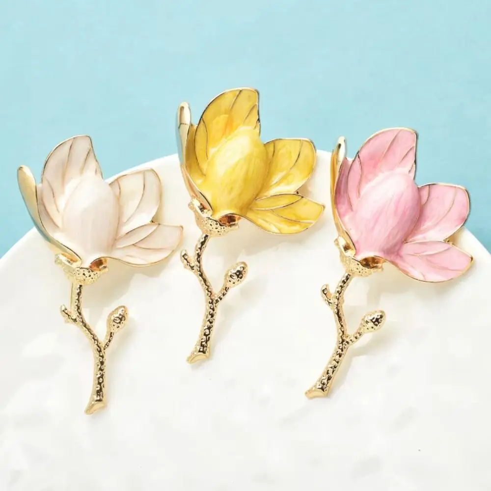 Модные броши с цветком магнолии, 3 цвета, эмаль, красивый цветок, брошь, булавки, подарки, украшение для костюма для вечеринки для женщин