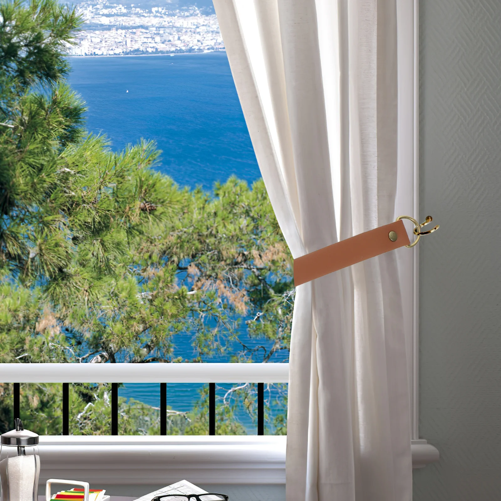 

1Set Curtain Tieback PU Strap Wear-Resistant Decorative Holder for Home Curtains Living Room Bedroom Window Drapery Tie