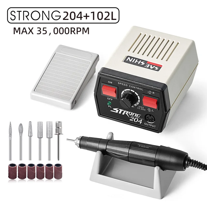 65W Strong 204 Power Control Box For Micromotor Handpiece 102L Handle 65W Manicure Pedicure machine Electric Dental Nail Drill