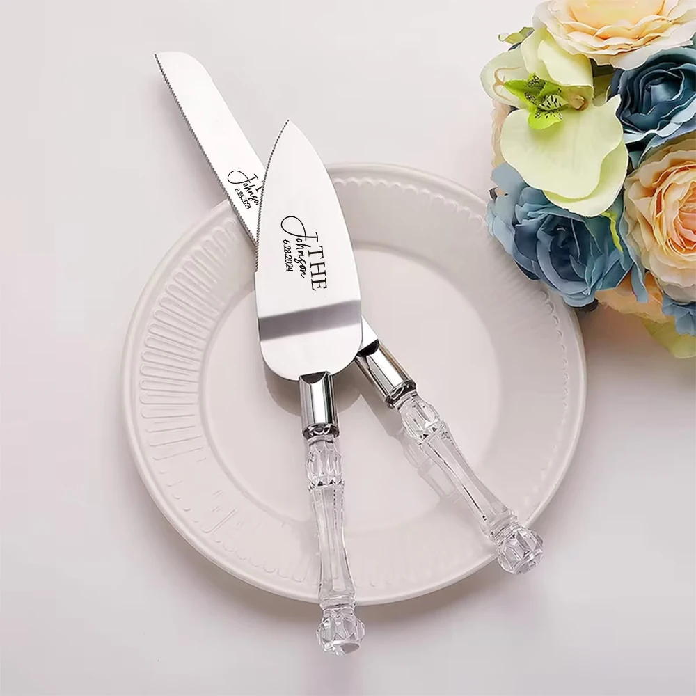 2PCS Personalized Wedding Cake Knife Stainless Steel Customizable Cake Shovel Set Birthday Gift Party Knife For Wedding Cake