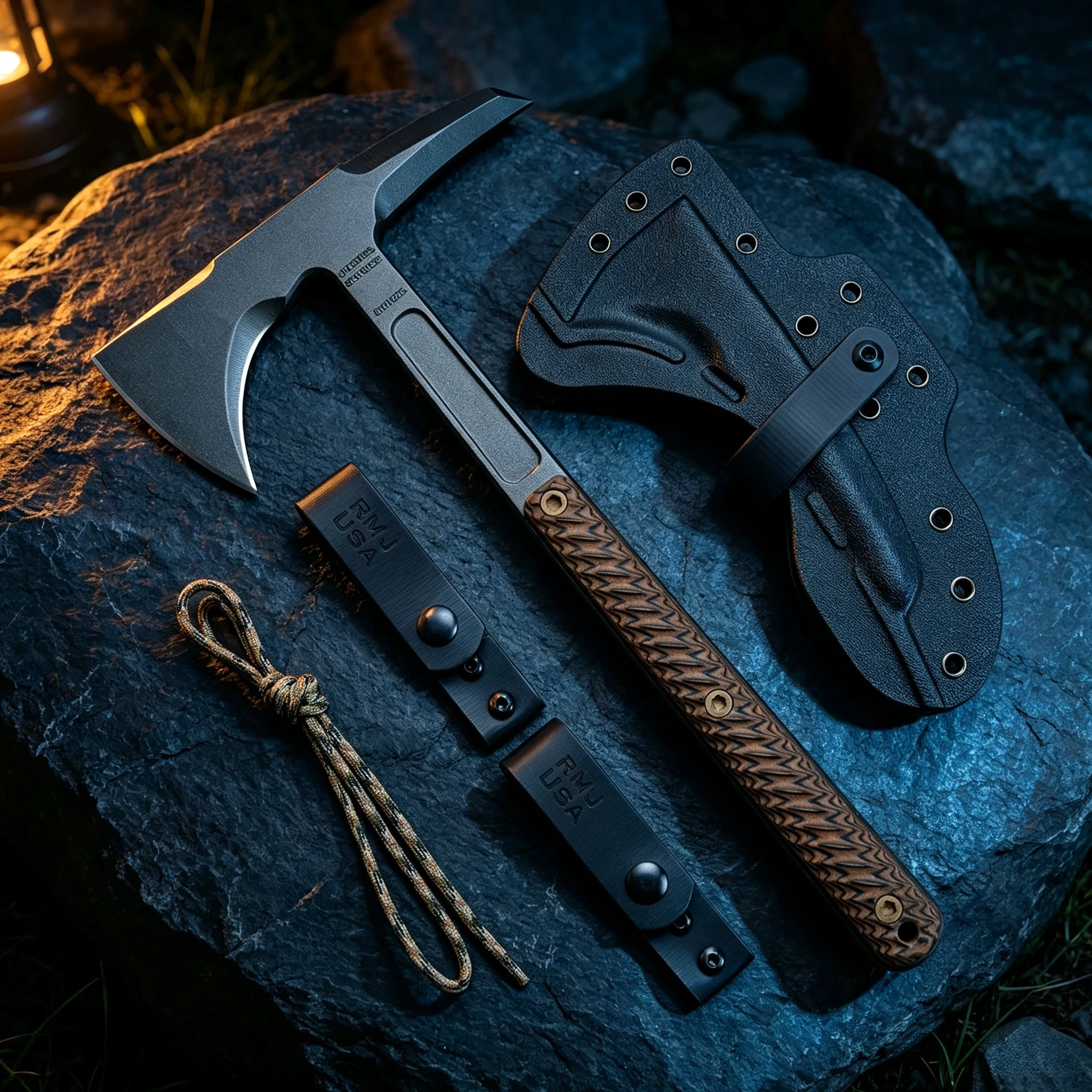 RMJ Butcherbird Tactical Axe 80crv2 Steel Jungle Obstacle Clearance Logging Tool for Camping Adventure Emergency Use