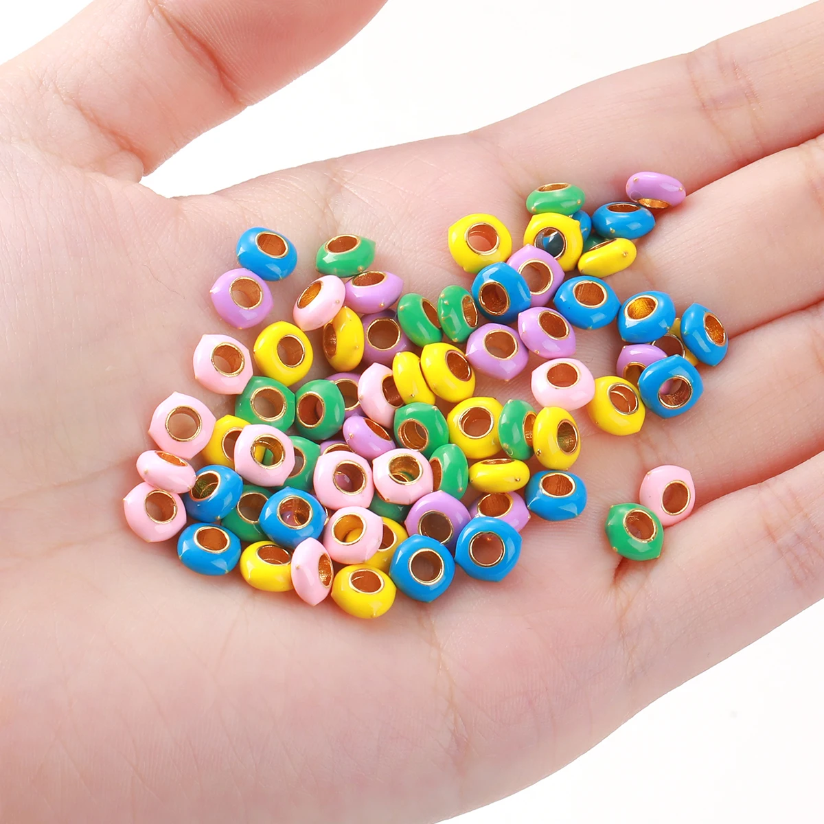 

5 Pcs/lot 24K Gold Plated Copper Bead Yellowe Blue Abacus Shape Spacer Bead For Jewelry Making Diy Bracelet Necklacer Accessory